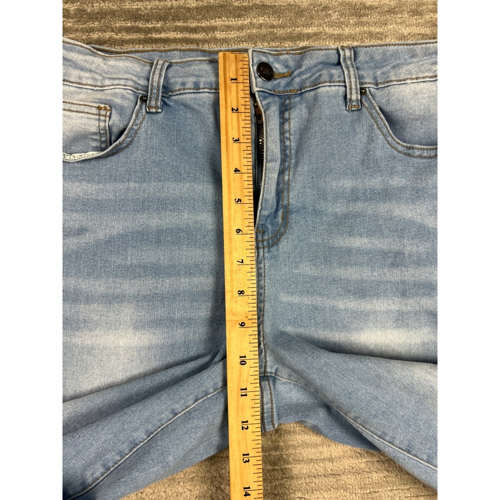 Bleu Cropped Jeans Womens 14 Light Blue BWC0085 Stretch Cuffed Denim Capris - Picture 6 of 13